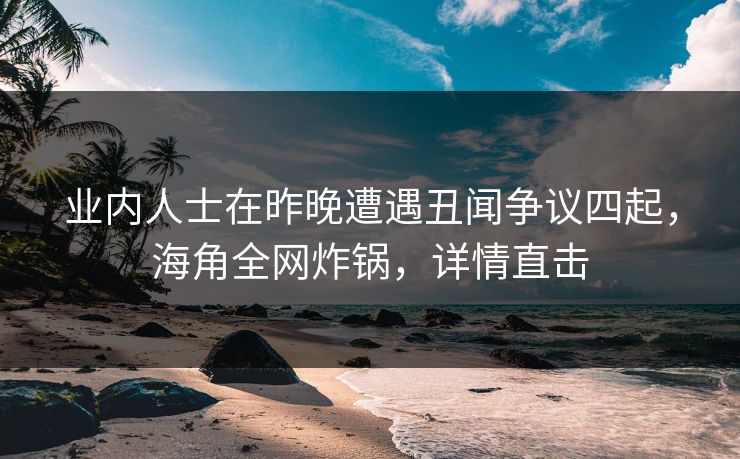 业内人士在昨晚遭遇丑闻争议四起，海角全网炸锅，详情直击