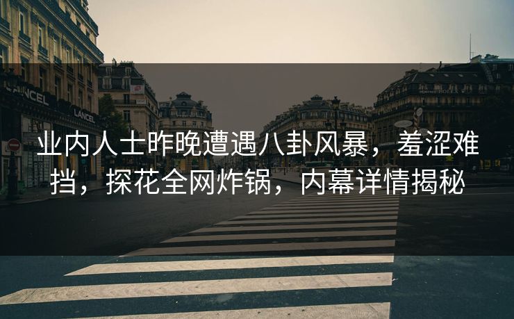 业内人士昨晚遭遇八卦风暴，羞涩难挡，探花全网炸锅，内幕详情揭秘