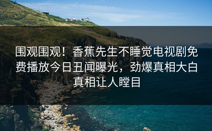 围观围观！香蕉先生不睡觉电视剧免费播放今日丑闻曝光，劲爆真相大白真相让人瞠目