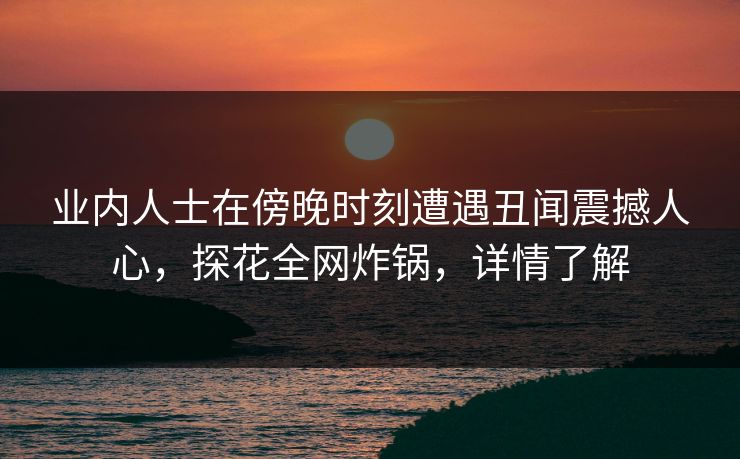 业内人士在傍晚时刻遭遇丑闻震撼人心,探花全网炸锅,详情了解 业内人士在傍晚时刻遭遇丑闻震撼人心,探花全网炸锅,详情了解