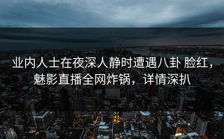 业内人士在夜深人静时遭遇八卦 脸红，魅影直播全网炸锅，详情深扒