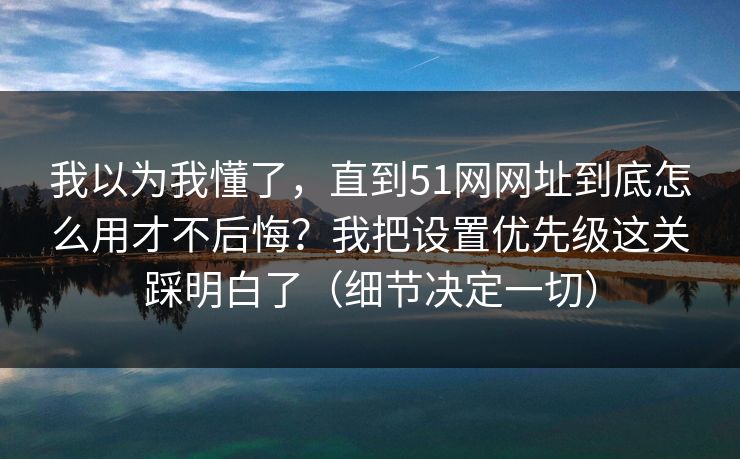 我以为我懂了，直到51网网址到底怎么用才不后悔？我把设置优先级这关踩明白了（细节决定一切）